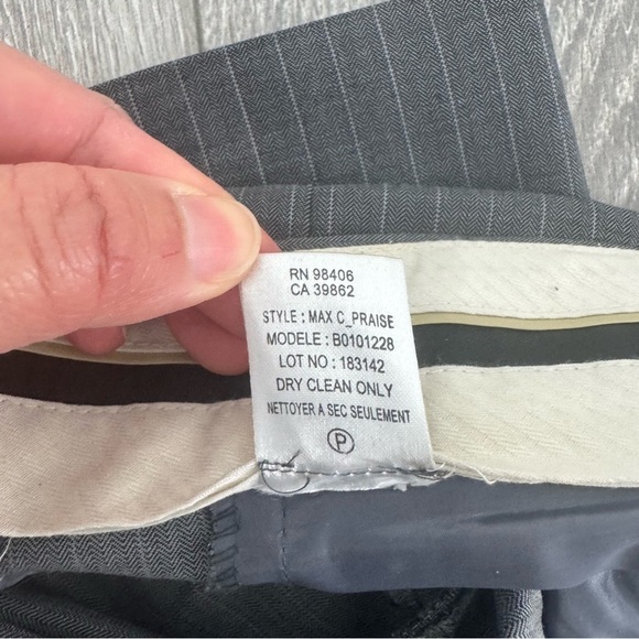 Theory Max C Tailor Wide Leg Flare Grey Pinstripe Pants Trousers Size 6 EUC - Picture 5 of 12